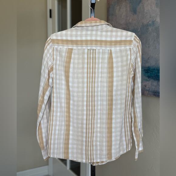Banana Republic 100% Cotton Striped Plaid Button Down Shirt Size Women’s Small - Picture 4 of 6